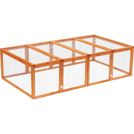 Recinto exterior para conejos y pequeños animales de madera natural 181x100x48 cm MODENUIT (1/5)