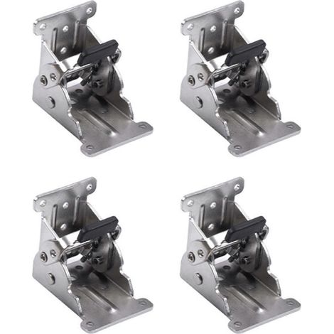 4 charnières autobloquantes, charnières pliantes à verrouillage à 90 degrés, charnières de support de pied de chaise en métal, pieds de table, pieds de lit, Enduringsilver (1/5)