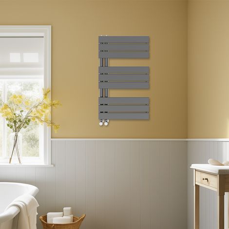 Designer Heated Towel Rail Radiator Modern Bathroom Flat Panel Warmer Rads 824x500mm Gunmetal (1/5)