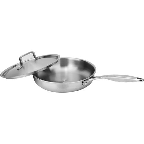 24 cm antihaftbeschichtete Bratpfanne aus dreilagigem Edelstahl 304/403 mit Deckel (1/5)
