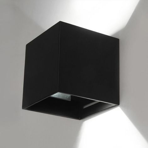 Cube Lumineux LED Modulable Éclairage Murale IP65 Extérieur Intérieur - Blanc/Noir/Gris, Blanc ou Blanc Chaud, 12W, 110mm (Lot de 2) (1/5)