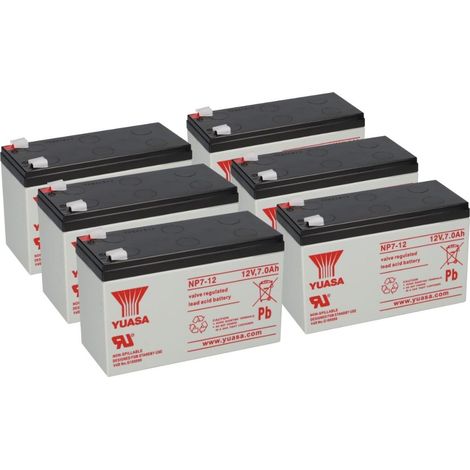 6x Yuasa Blei-Akku NP7-12 Pb 12V 7Ah VdS, Faston 4,8mm (1/5)