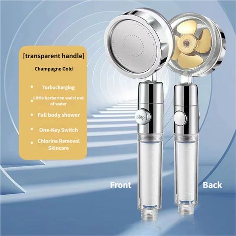 Pommeau de douche à hélice haute pression - filtre à économie d'eau - régulateur de puissance avec interrupteur d'arrêt - buse à angle réglable (1/5)
