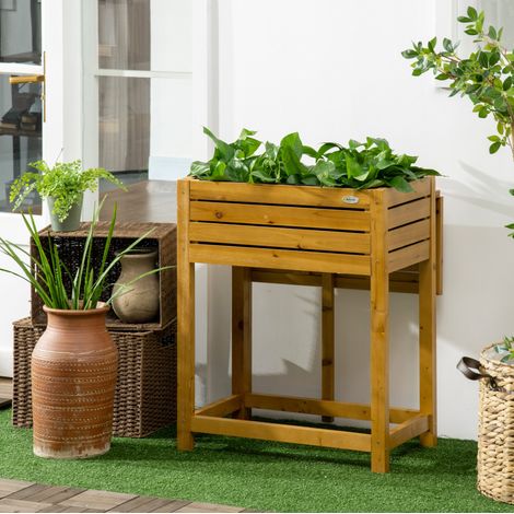 Bac potager surélevé pliable en bois marron OKMYHOME (1/4)
