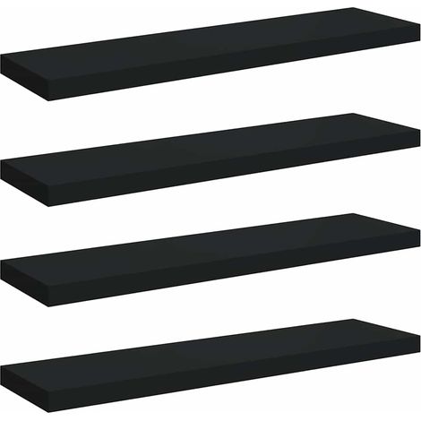 Scaffali a Parete  Mensola da Parete 4 pz Neri 90x23,5x3,8 cm in MDF (1/5)