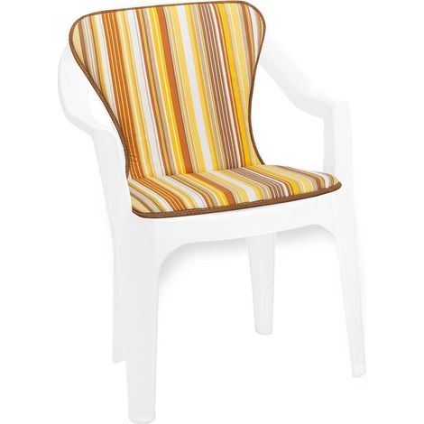 Cuscino Sedia Poltrona Giardino Coprisedia Seduta Schienale Morbido 100% Made In Italy A Righe - Giallo