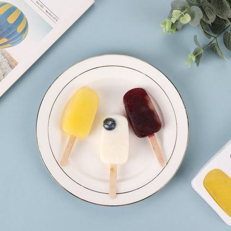 Moules À Glace Silicone,Popsicle Et Magnum Cake Moule Silicone,Bâtons De Bois Naturel,Moule À Crème Glacée Sans Bpa,100 Pièces (1/4)