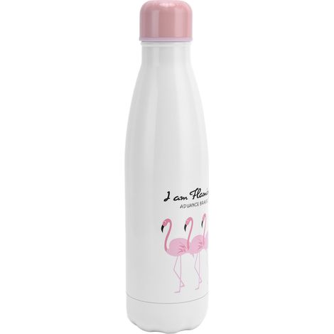 Gourde Isotherme Acier Inoxydable en Forme de Canette Anti‑Fuites, Sans Odeur, pour Sport - Design Flamant Rose Blanc