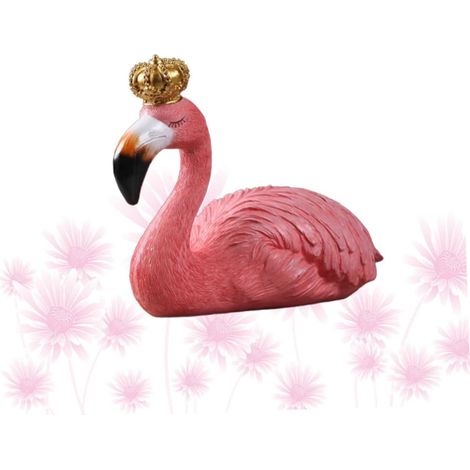 Ornement Flamant Rose N17-01b en Résine Rouge, Statue Décorative (1/5)