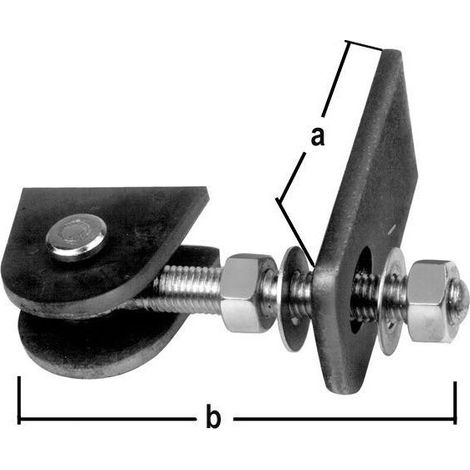 Alberts 417833 Bandella per cancelli, per apertura a 180°, versione corta, viti e dadi zincati a caldo, perno e copiglia in acciaio inox, filettatura M24 (1/2)