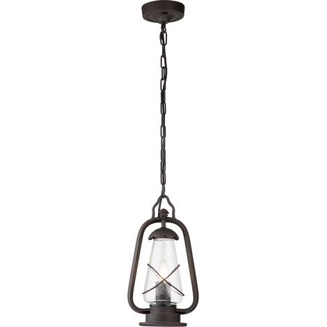 Elstead Miners - Lanterna a Catena da Soffitto da Esterno 1 Luce Bronzo Antico IP44, E14 (1/5)