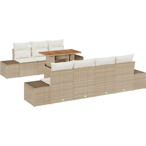 Maison Exclusive - Conjunto de sofás de jardín 8 uds. Beige ratán (1/5)