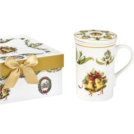 Fade Bells mug porcellana bianca Xmas con filtro e coperchio 18x16,5x8 cm (1/2)
