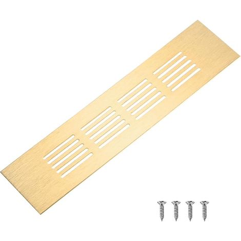 1-Pcs Air Vent Grille For Interior Doors, 8 x 2 Inch/200 x 50mm Aluminum Alloy Air Vent Grille, Rectangular Air Vent Grille With 4 Screws [Brushed Gold] (1/5)