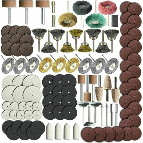 Juego de 216 accesorios para herramientas rotativas para el lijado, pulido y rectificado de metales. (1/5)