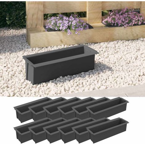 2 pcs Boîtes à fleurs,Jardinière pour palettes euro 1Gris 36x13,5x9,5cm PP CFW98505 (1/5)