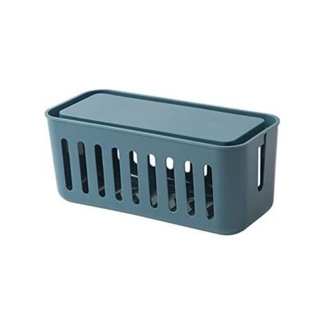 (Bleu) Boîte De Gestion De Câbles, Boîte De Rangement De Câbles, Organisateur De Câbles, Boîte De Câbles D'extension Pour Cacher les Fils, Bandes D'alimentation, Routeur Hub USB Pour Bureau (1/5)