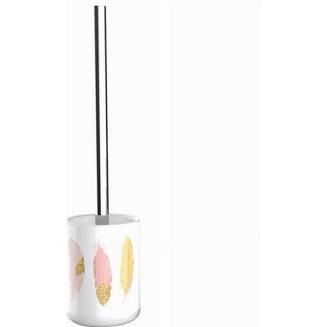 TRADE SHOP - Portascopino Porta Scopino Bagno Wc Toilette Con Piume Con Scopino Completo 69796 - (1/3)
