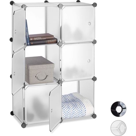 Étagère Cubes penderie Armoire Rangement 6 casiers Plastique modulable DIY 97,5x66x32 cm, Transparent, Acier, PP, ABS, 5 x 66 x 31,5 cm (1/5)