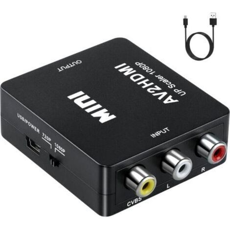 Adaptateur RCA vers HDMI, convertisseur audio et vidéo AV vers HDMI prenant en charge 1080P avec cordon d'alimentation USB pour PS2 Gamecube VHS caméra ordinateur portable DVD STB (1/4)