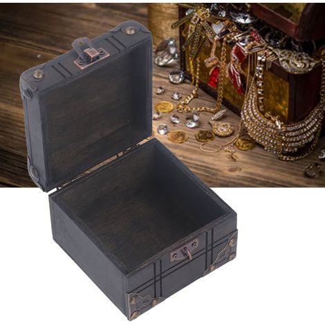 Retro-Aufbewahrungsbox aus Holz, Schatztruhe für Escape Games, Schmuckkästchen mit Verschluss für Halsketten und Ohrringe, Geschenkverpackung (1/5)