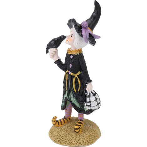 Figurine de sorcière en résine faite main, charmante, décorative pour bureau, chambre ou table de chevet.