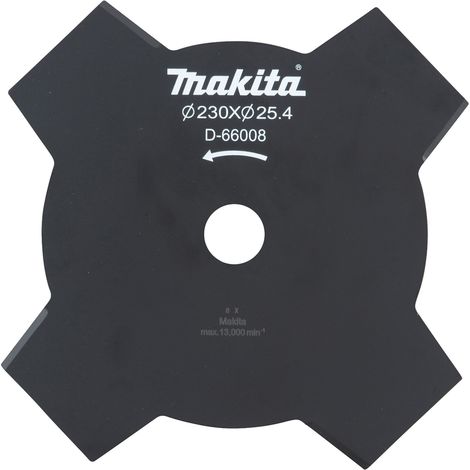 Makita – Lame de débroussailleuse 4 dents D66008 – Diamètre 230mm – Arbre 25,4mm – Coupe précise pour terrains accidentés
