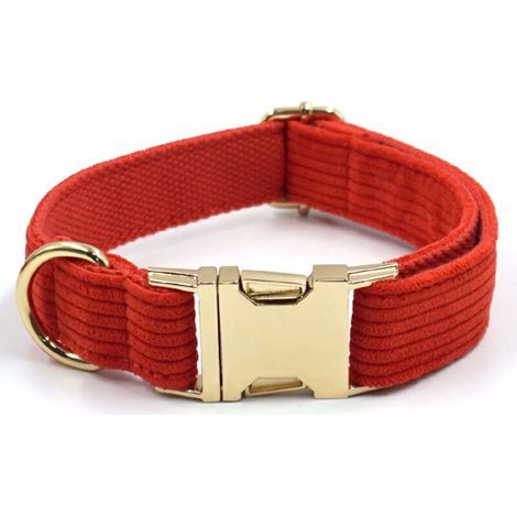 Hundehalsband aus Cord, kürbisrot, Größe XL (1/5)