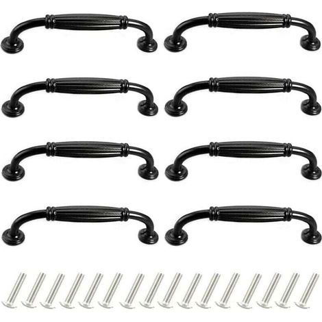Lot de 8 Poignées de Portes Meubles 96mm en Alliage d'Aluminium Poignee pour Placard Tiroir Moderne avec Vis (1/4)