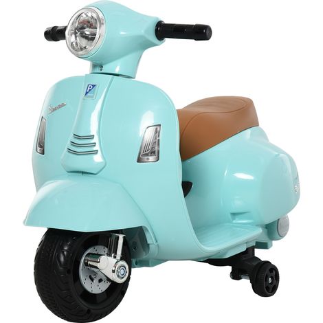 Moto électrique pour enfants de 18 à 36 mois avec licence Vespa officielle, phares et klaxon, 66,5 x 38 x 52 cm, verte