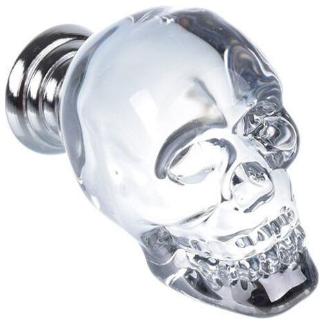 royaluxe-Lot de 4 poignées en verre cristal transparent en forme de tête de mort, pour tiroir de cuisine, porte, placard, pour meubles de chambre à coucher, table de chevet, commode (transparent)