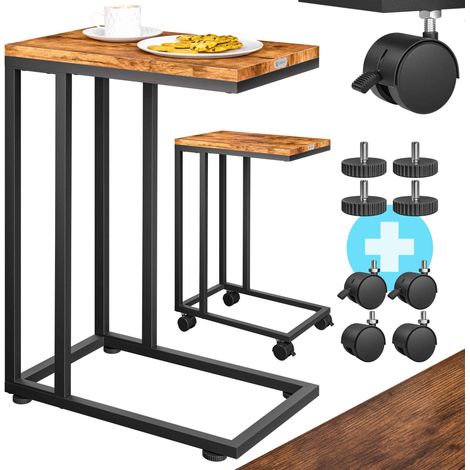 Casaria – Table d'appoint à roulettes en métal noir – Dimensions 50x35x65/70cm – Support ordinateur portable – Desserte de lit moderne