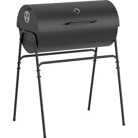 Barbecue à charbon XL avec couvercle en acier noir 76,8 x 40,5 x 103,3 cm (1/2)