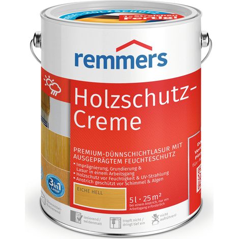 Remmers Holzschutz-Creme 3in1 eiche hell, 5 Liter, tropffreie Holzlasur für aussen, 3facher Holzschutz mit Imprägnierung + Grundierung + Lasur (1/5)