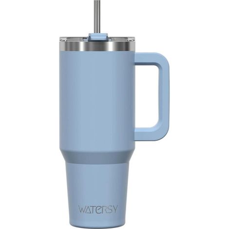 Thermosbecher 891ml mit Griff und Strohhalm, doppelwandig, auslaufsicher, Edelstahl (1/5)