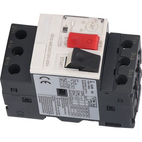 Disjoncteur triphasé pour moteur, bouton de démarrage manuel, démarreur moteur, interrupteur de protection, protection contre les surcharges, montage sur rail, AC690VGV2-ME22C 20-25A (1/5)