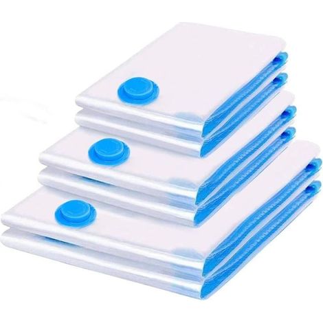 Sacs Rangement Sous Vide Aspirateur 6 Piéces 2L100x80 +2M 80x60 + 2S 60x40cm Housses de Rangement sous Vide Voyages Compression pour Vétements, Couettes, Literie, Oreillers (1/5)