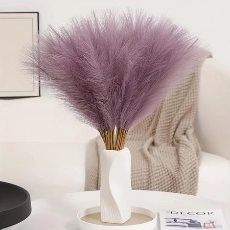 30 Pcs Pampas Sechees Decoration 55 Cm Herbe de La Pampa Séchées Herbes de Pampa Artificielles Séchées Décoration Fleur Sechees pour Boho Mariage, Decoration Maison (Violet) (1/5)