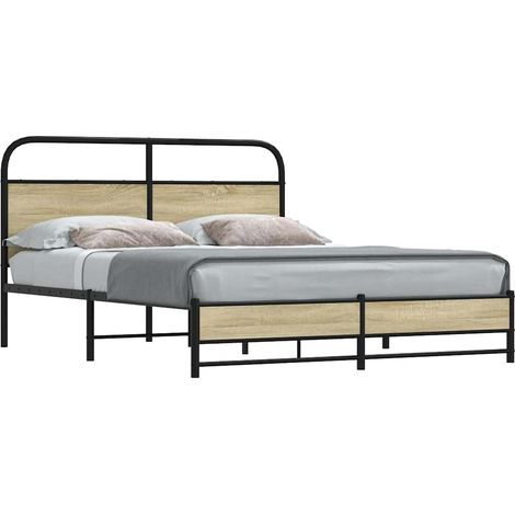 Metallbett ohne Matratze Sonoma-Eiche 160x200 cm