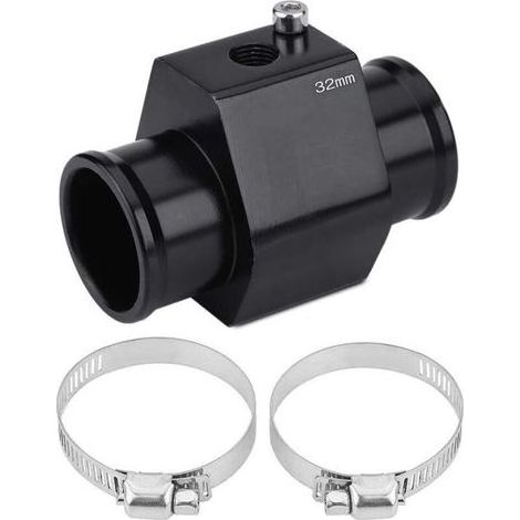 Tuyau de Joint de température de l'eau en Aluminium, Adaptateur de jauge de capteur de Tuyau de Tuyau de Joint de température de - Noir(32mm) (1/4)