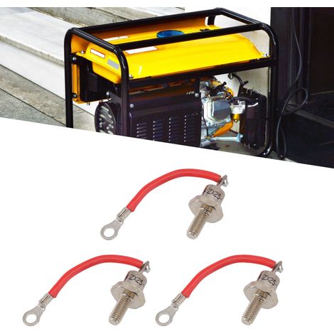 Lot de 3 pièces détachées pour groupe électrogène diesel : diodes ZX25-12 avec fil, 25 A, fil rouge positif (1/5)