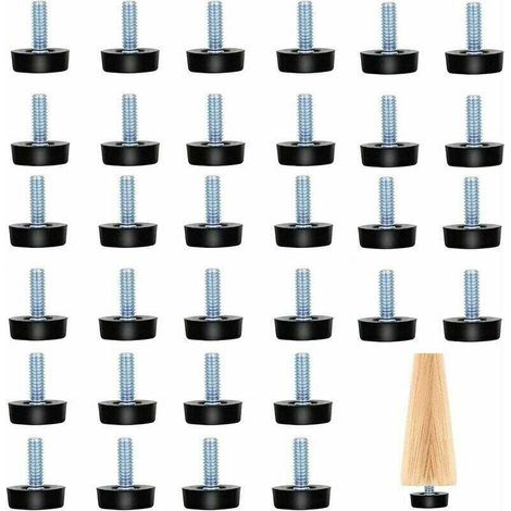 32 patas ajustables para muebles, patas atornillables, patas niveladoras, rosca M8, para muebles, sillas, mesas, color negro, M8 25 mm (1/4)