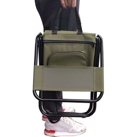 Chaise pliante portable en tissu Oxford 600D, idéale pour la pêche en extérieur, avec bandoulière et sac de rangement. (1/5)