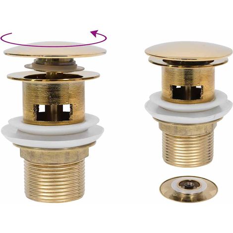 vidaXL Push Drain with Overflow Function Gold 6,4x6,4x9,1 cm