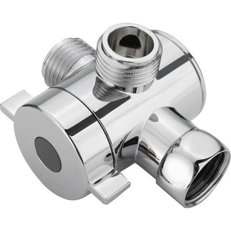 3 Voies Soupape, G1/2in Inverseur de Douche à Trois Voies avec Valve d'arrêt,Valve Adaptateur en Forme de T,Adaptateur Douche Accessoire pour Pomme de Douche à Main/Pommeau Fixe Chromé 1PCS (1/5)