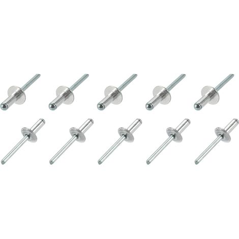6.4mm x 16mm Aveugles Rivets x 10Pcs Aluminium Ouvert Extrémité Grand Bride Rivet pour Métal et Plastique et Cuir, [Argent Ton] (1/5)