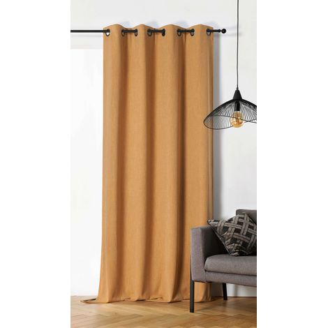 Rideau obscurcissant et isolant - - Effet tissé Jaune 140x260 cm (1/2)