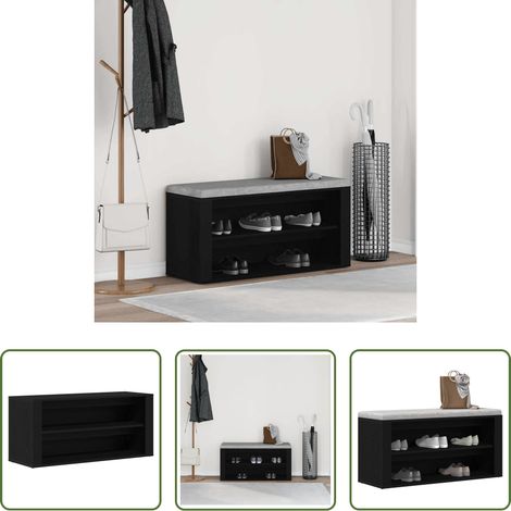 Schuhablage Holz - Schuhbank Schwarze Eiche 100 x 35 x 45 cm Holzwerkstoff (1/5)