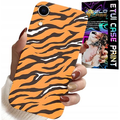 Custodia per iPhone XR - cover posteriore con stampa a strisce di tigre + vetro (1/5)
