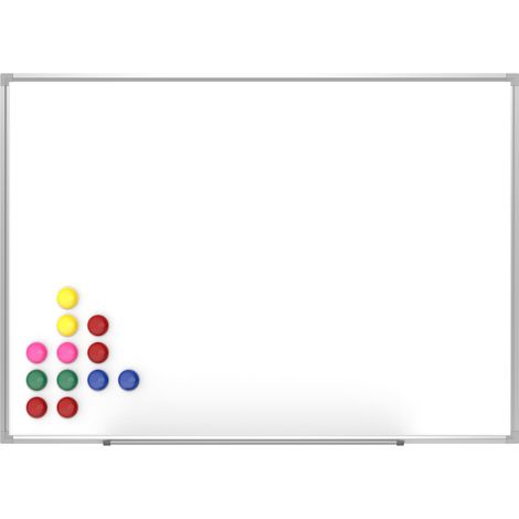 Wiltec Lavagna magnetica bianca, lavagnetta magnetica, lavagna da cucina, ufficio, scuola, 60x90cm con 12 calamite